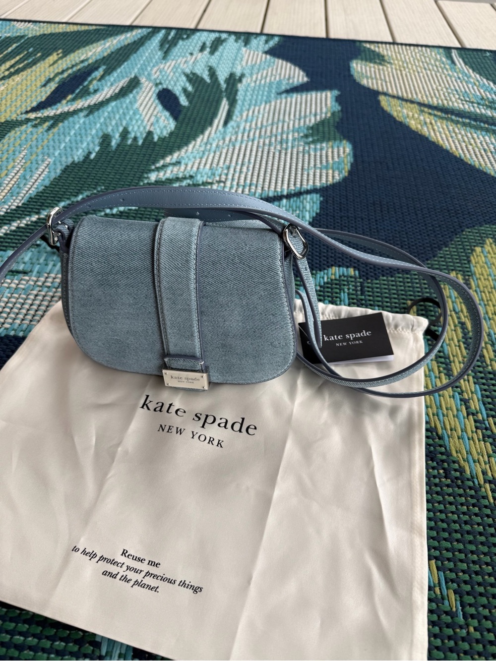 kate spade Light Blue Suede Crossbody Bag